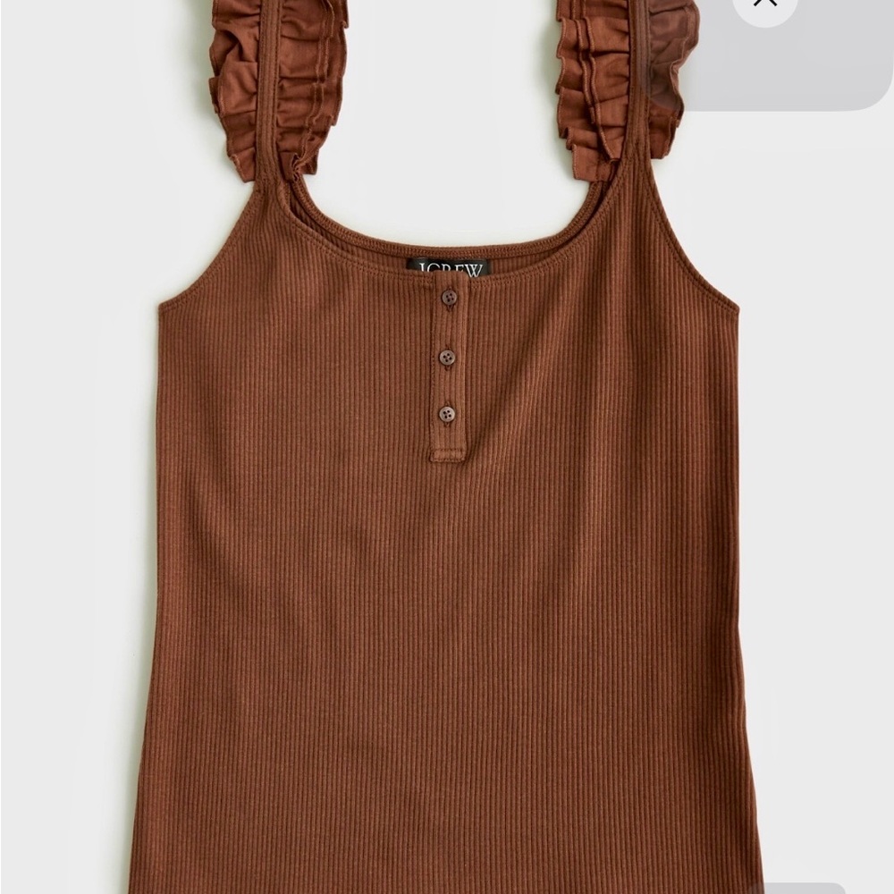 J. Crew Scrunchie Strap Henley Tank Top XXL Cocoa Brown